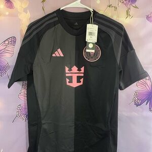 adidas Black Jersey with Pink Logos - Men's Soccer Shirt